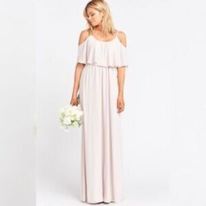 Show Me Your MuMu Caitlin Ruffle Maxi Dress Sz S Mauve Altered Bridesmaid Boho